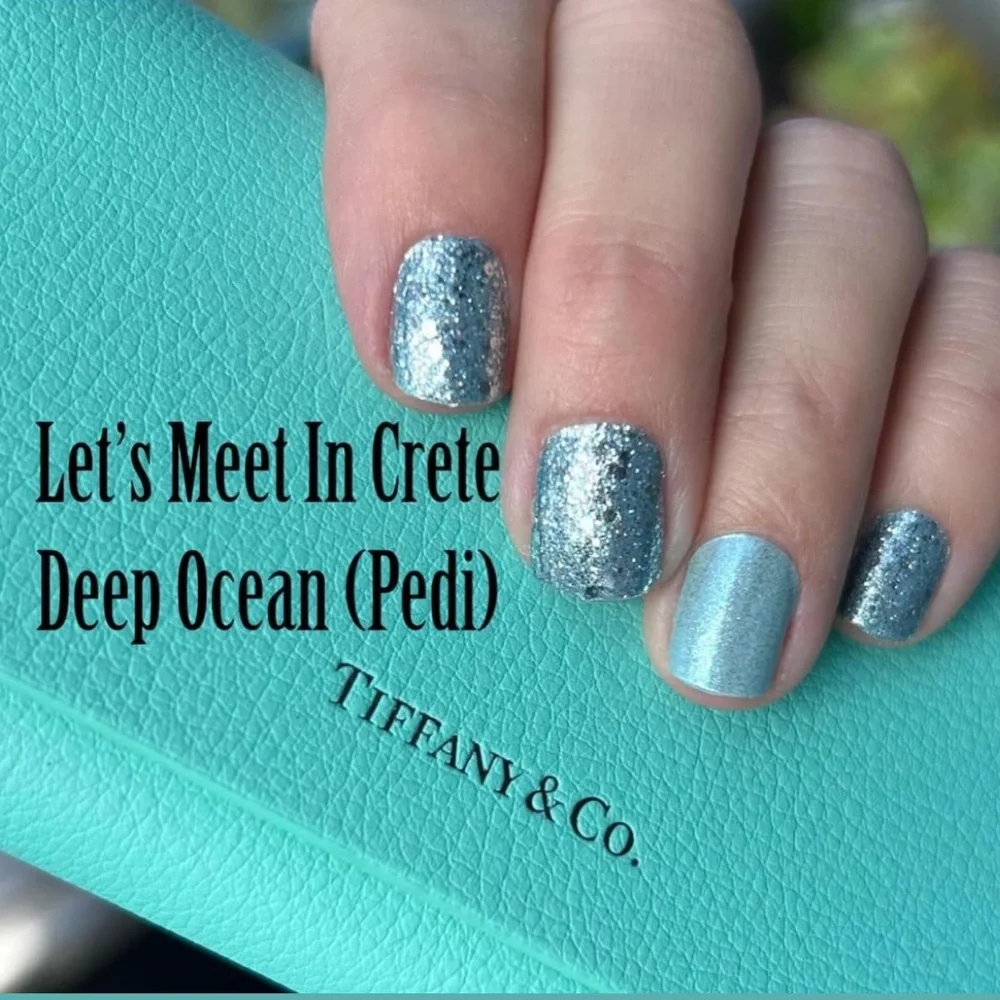 *Retired* Color Street: Deep Ocean (Pedicure) | Light Blue Glitter Winter Silver